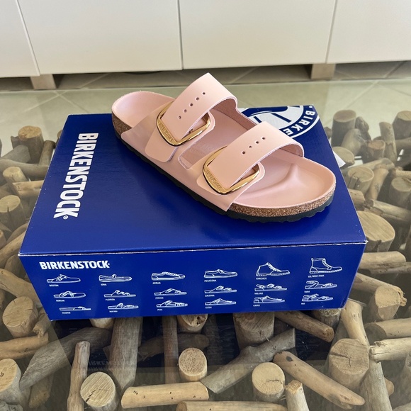BIRKENSTOCK ARIZONA Big Bickle High Shine Light Rose Sandals - Picture 1 of 14